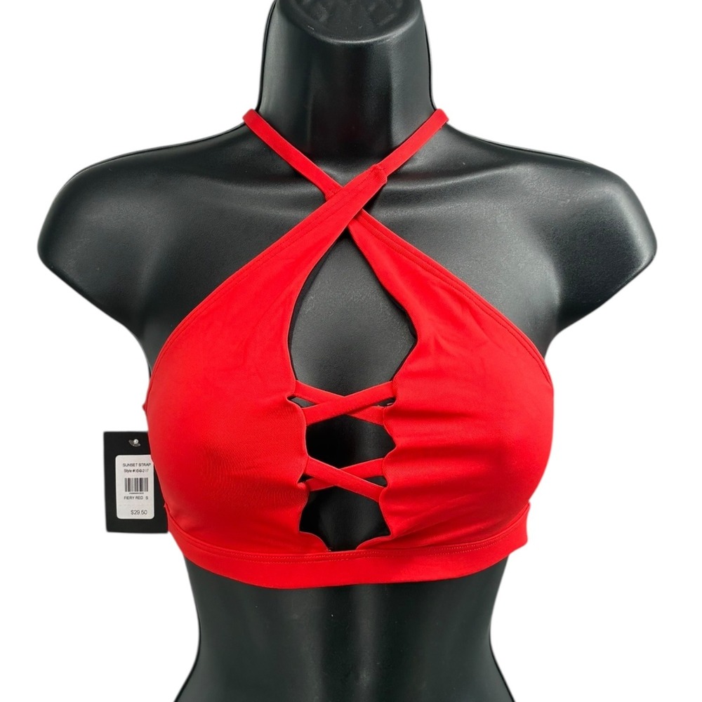 Frederick's of Hollywood Sunset Strap Tie Detail Halter Bikini Top S NWT